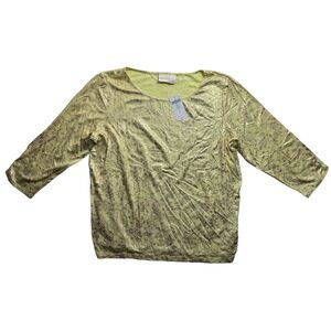 Chico's Vintage Lace Blouse Maggie Top 3/4 Sleeve Pale Lime NWT Woman's Size 3